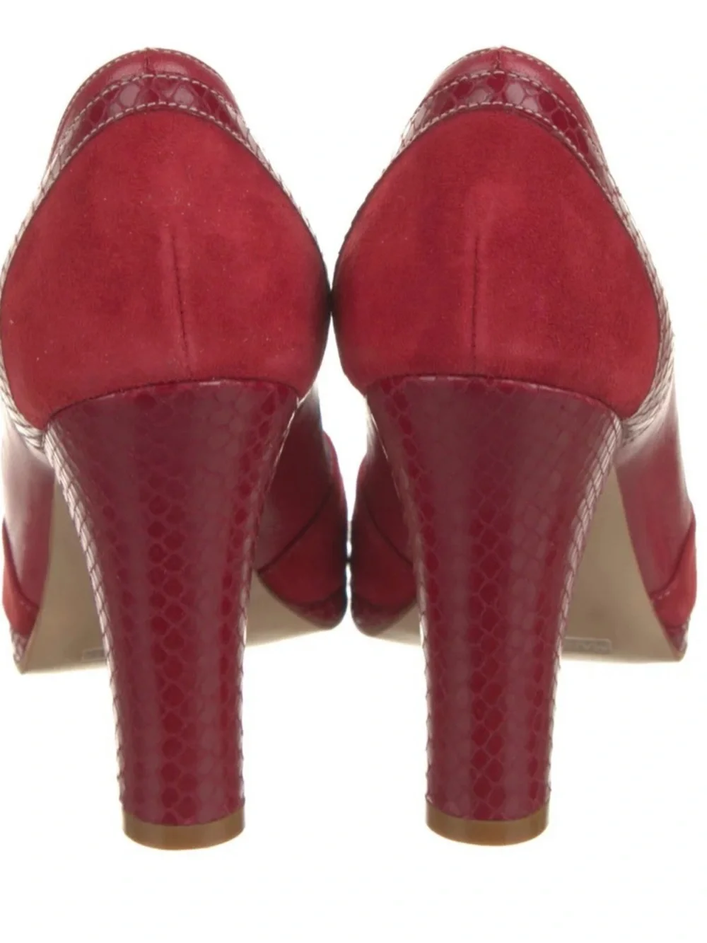 Marc Jacobs Red Suede Leather Snakeskin Print Pumps 38.5 with Box